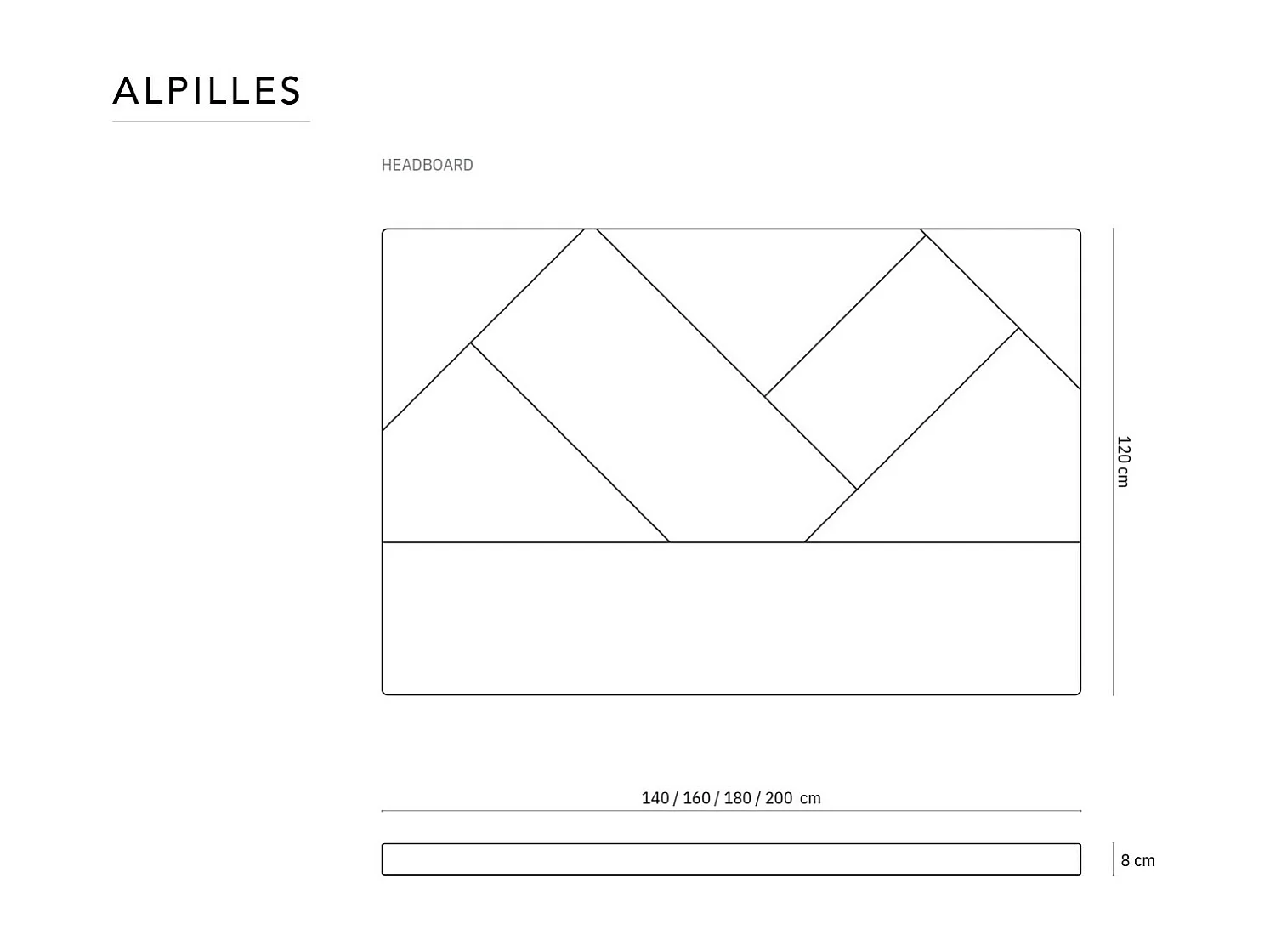 CXL by Christian Lacroix - Tête de lit "Alpilles" 180x120cm en velours bleu roi - 180x8x120cm