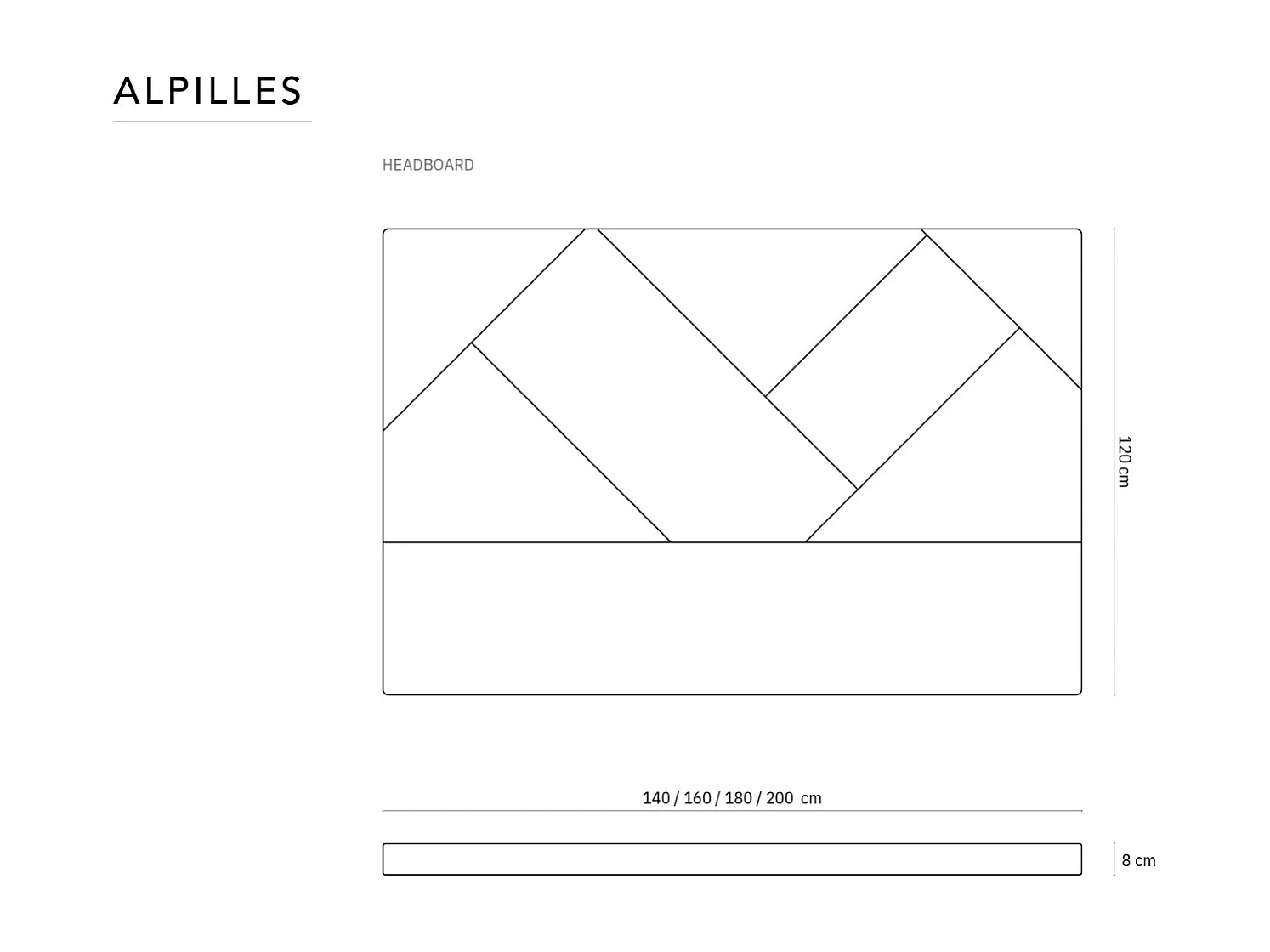 CXL by Christian Lacroix - Tête de lit "Alpilles" 200x120cm en tissu structurel gris clair - 200x8x120cm