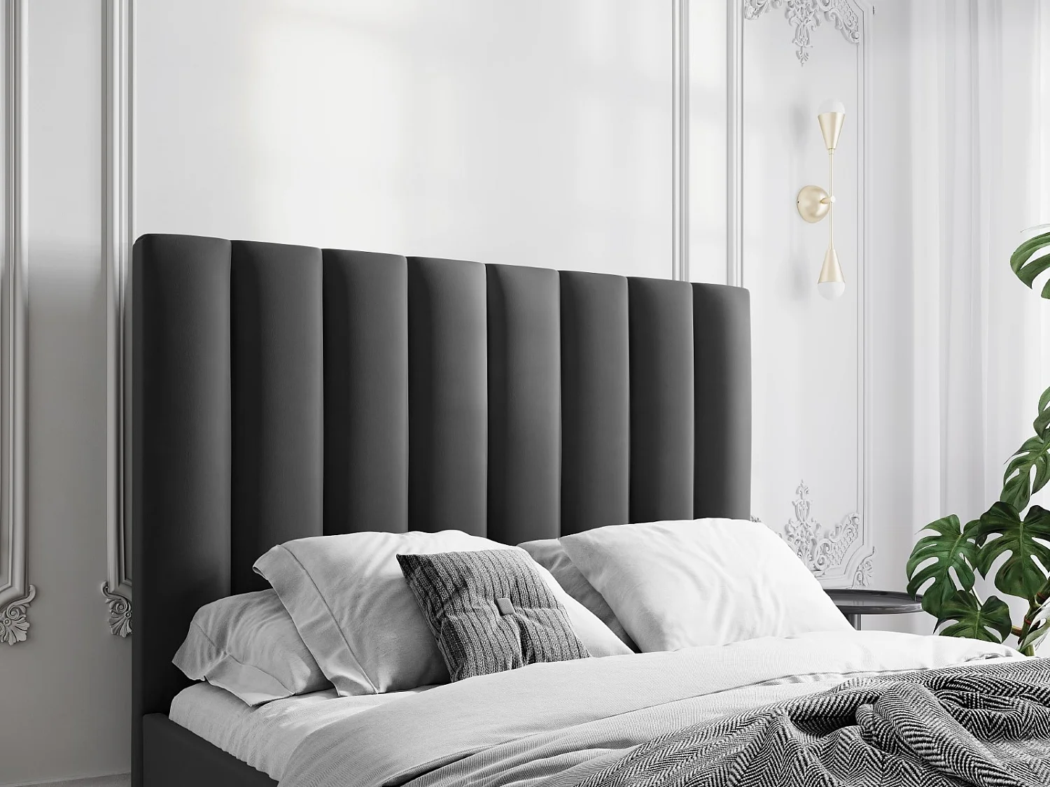 CXL by Christian Lacroix - Hoofdeinde "Camargue" 140x120cm, Flueel, Donkergrijs - 140x8x120cm