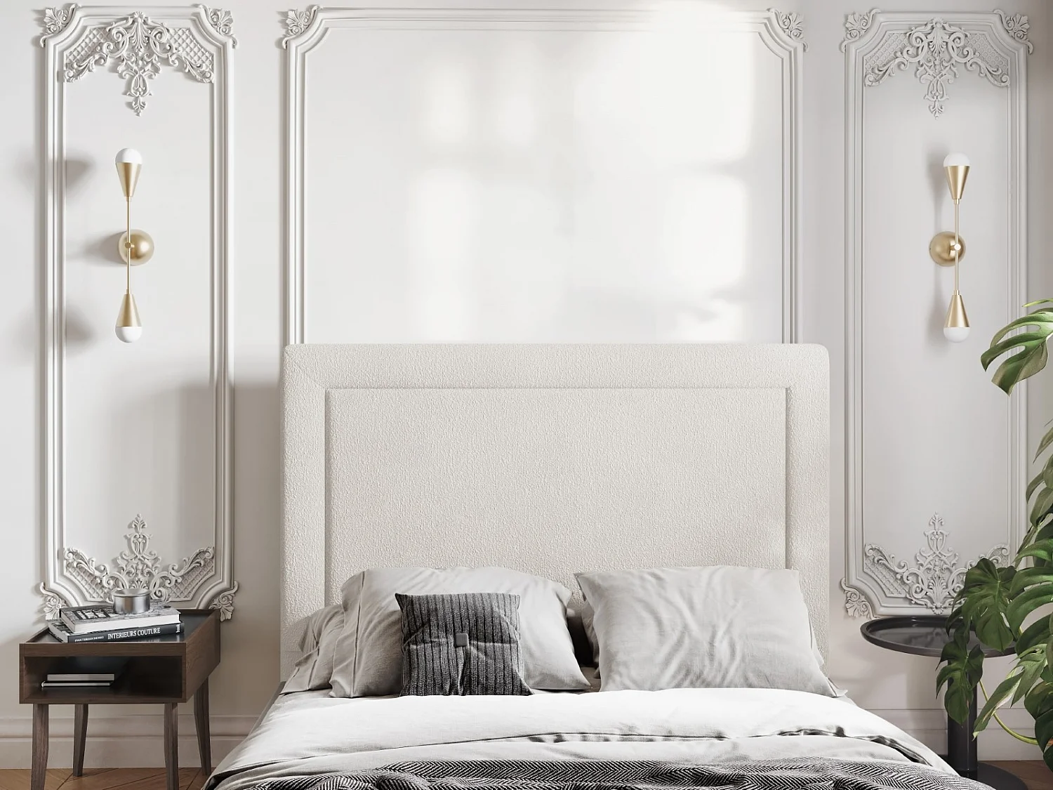 CXL by Christian Lacroix - Tête de lit "Marie" 140x120cm en bouclé beige - 140x8x120cm