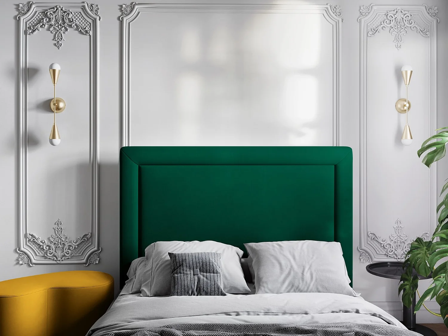 CXL by Christian Lacroix - Hoofdeinde "Marie" 160x120cm, Flueel, Flessengroen - 160x8x120cm