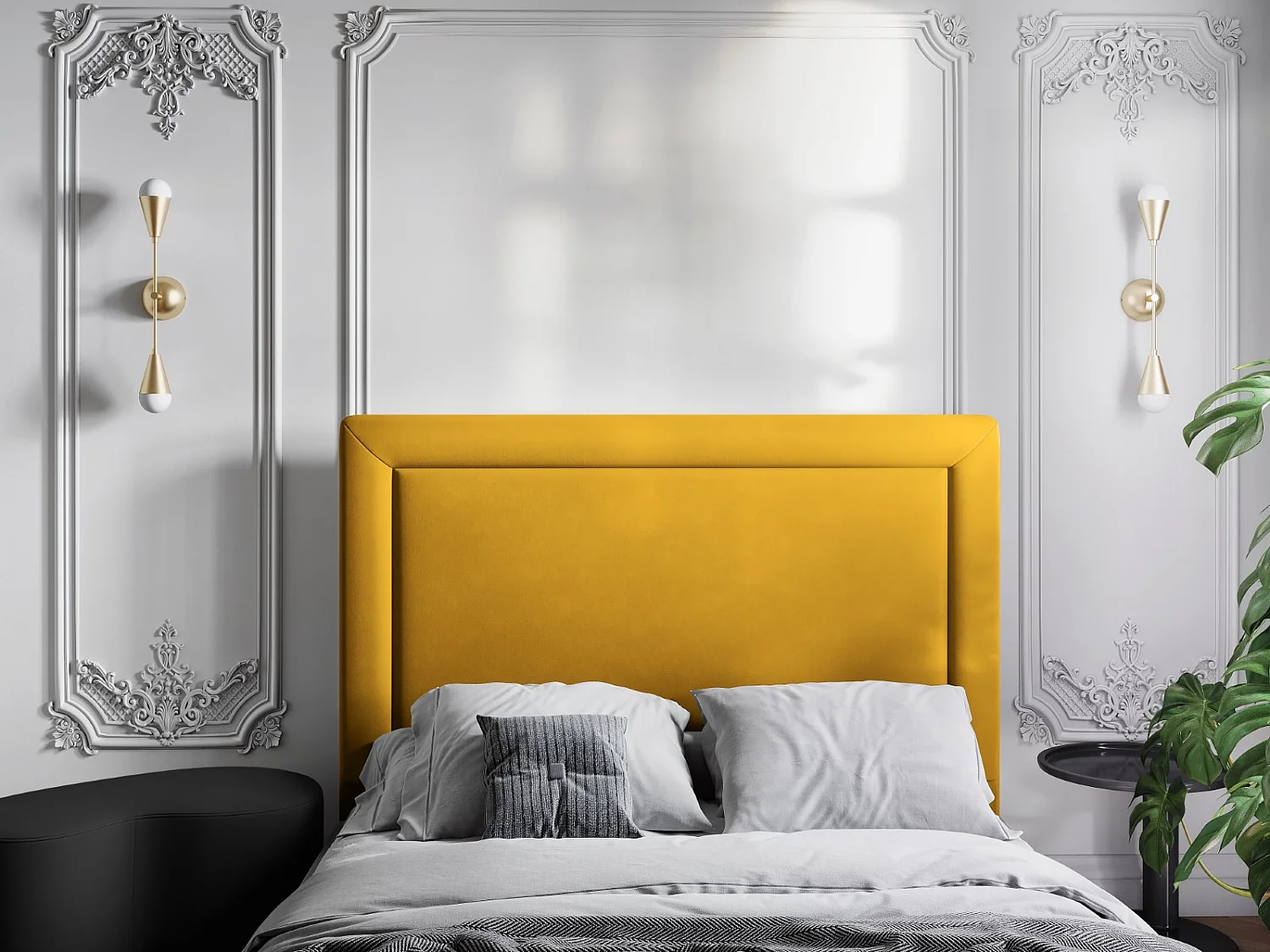 CXL by Christian Lacroix - Testiera "Marie" 140x120cm in velluto giallo - 140x8x120cm