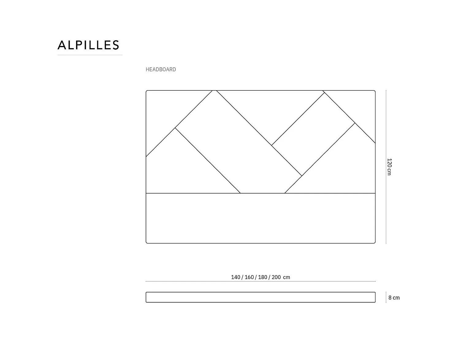 CXL by Christian Lacroix - Hoofdeinde "Alpilles" 160x120cm, Flueel, Lichtbeige - 160x8x120cm