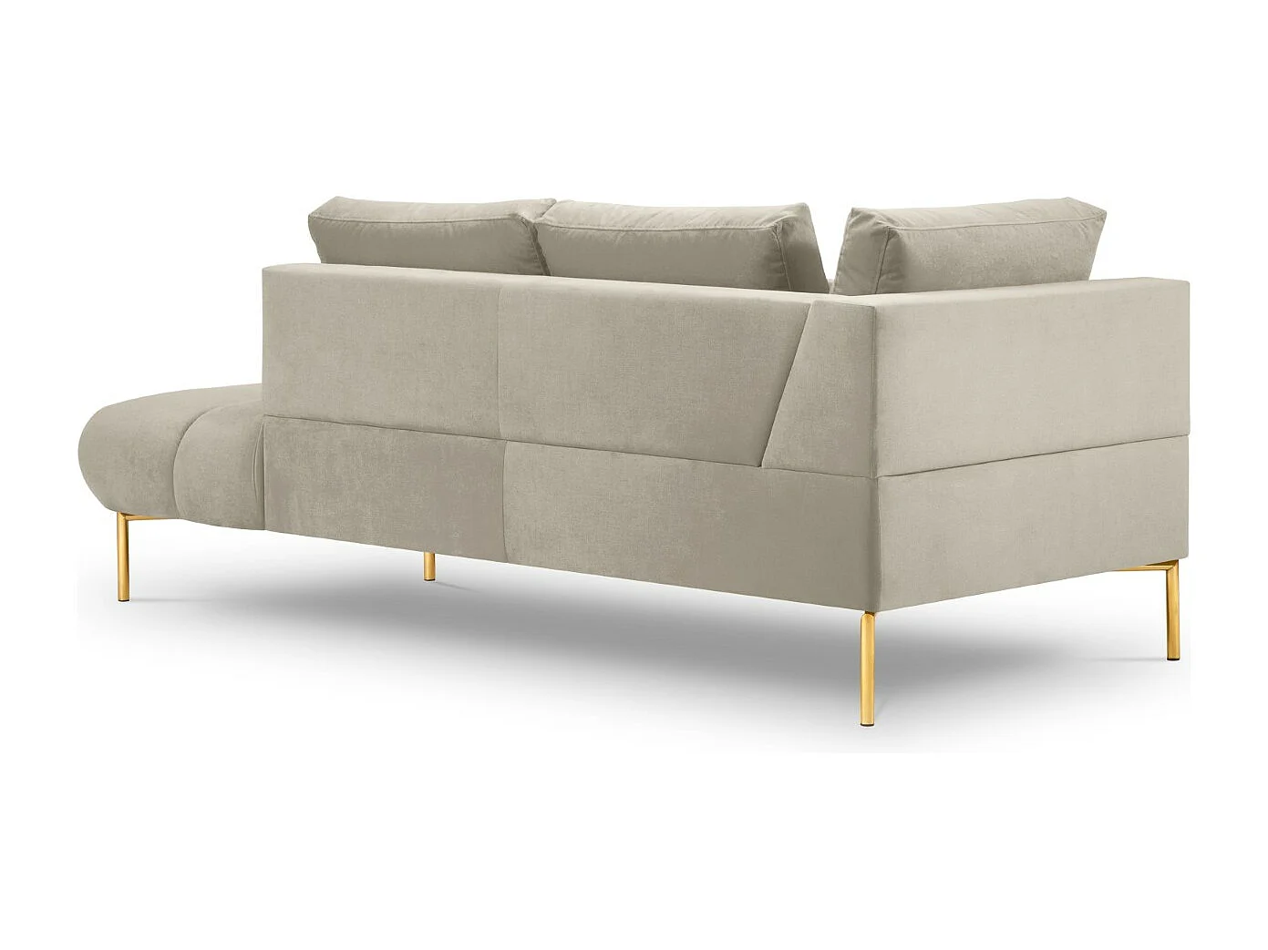 Cosmopolitan Design - Méridienne droite "Hastings" 2 places en velours beige - 216x102x75cm