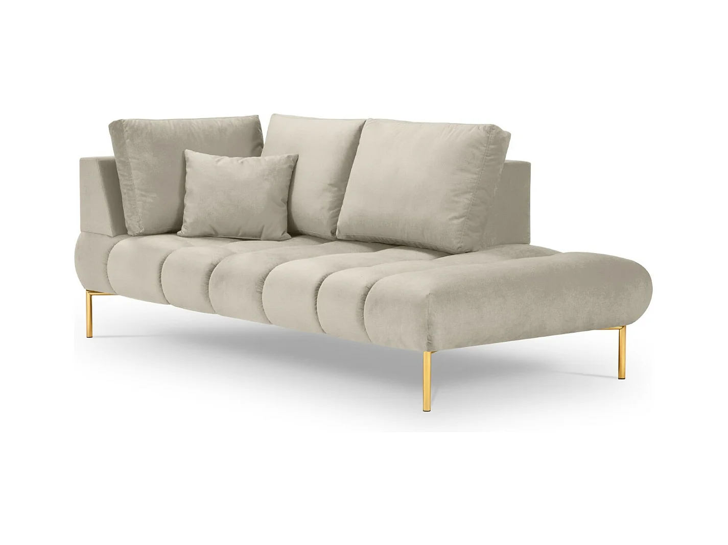 Cosmopolitan Design - Méridienne droite "Hastings" 2 places en velours beige - 216x102x75cm