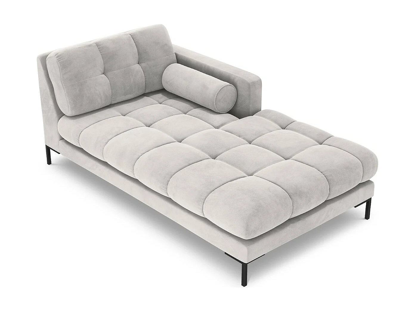 Cosmopolitan Design - Chaise longue de angulo derecho "Bali" de terciopelo plata - 185x102x75cm
