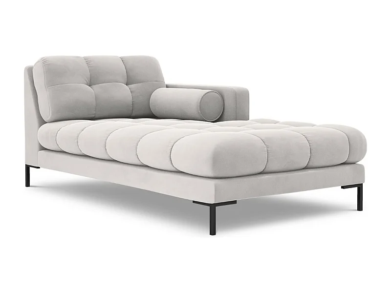 Cosmopolitan Design - Chaise longue direita "Bali" em veludo prata - 185x102x75cm