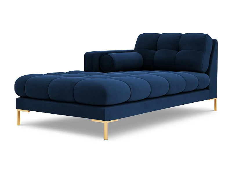 Cosmopolitan Design - Chaiselongue links "Bali" aus Samt königsblau - 185x102x75cm