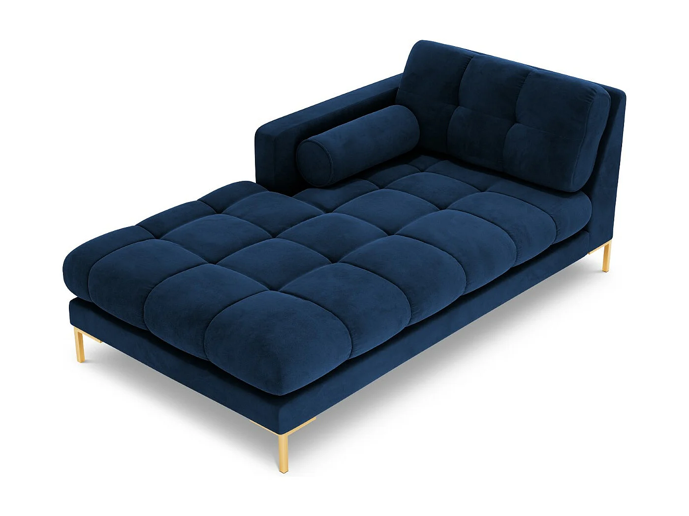 Cosmopolitan Design - Chaise longue esquerda "Bali" em veludo azul real - 185x102x75cm