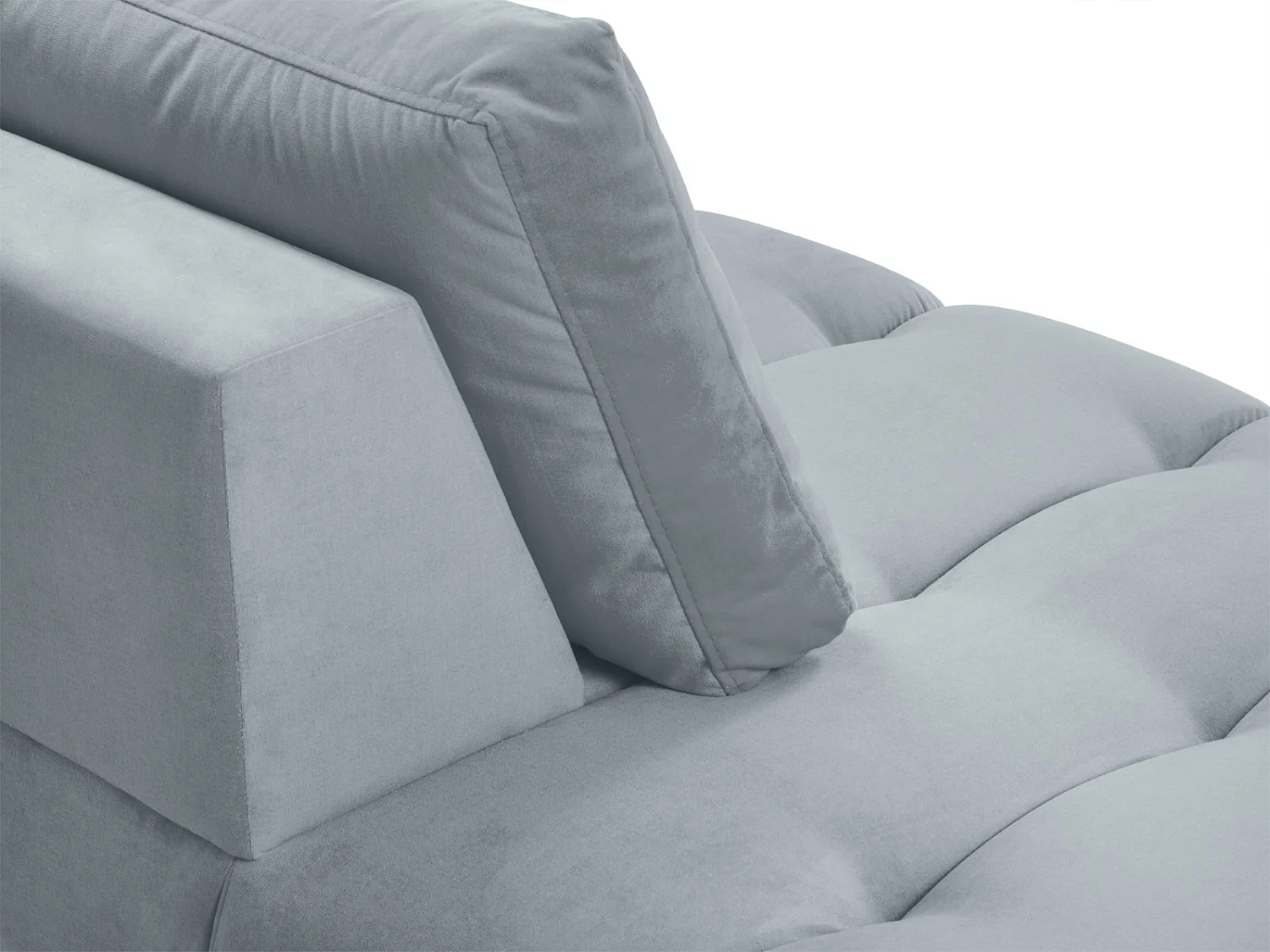 Cosmopolitan Design - Chaise longue de angulo izquierdo "Hastings" 2 plazas de terciopelo azul claro - 216x102x75cm