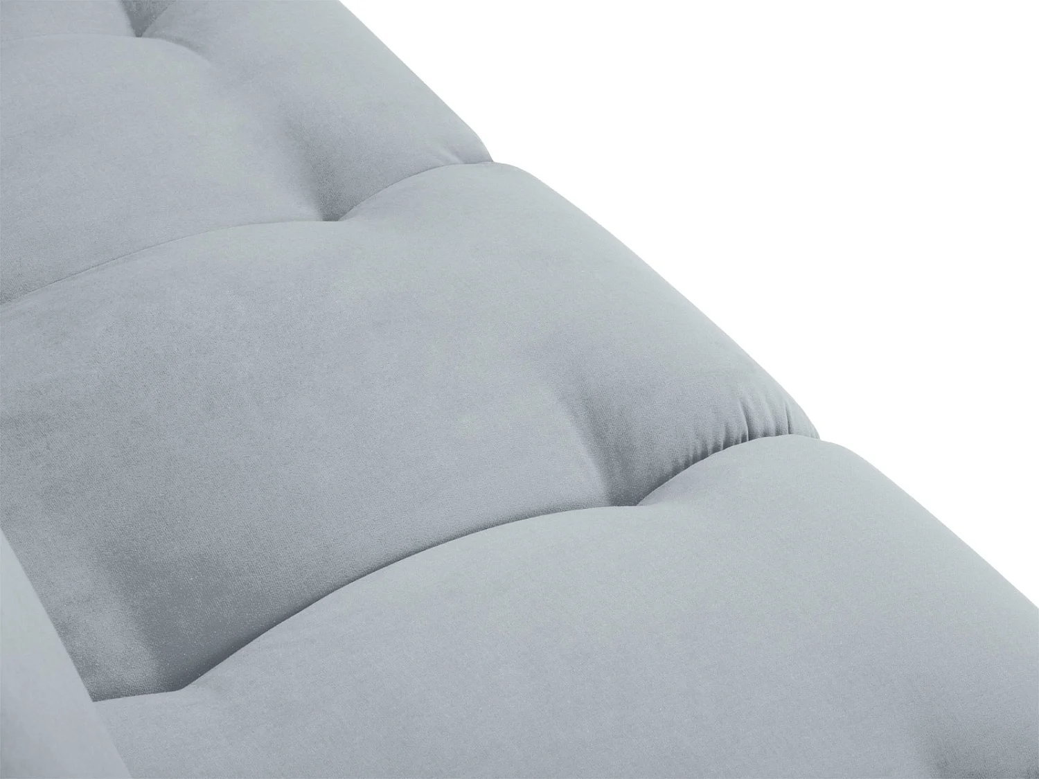 Cosmopolitan Design - Chaise longue de angulo izquierdo "Hastings" 2 plazas de terciopelo azul claro - 216x102x75cm