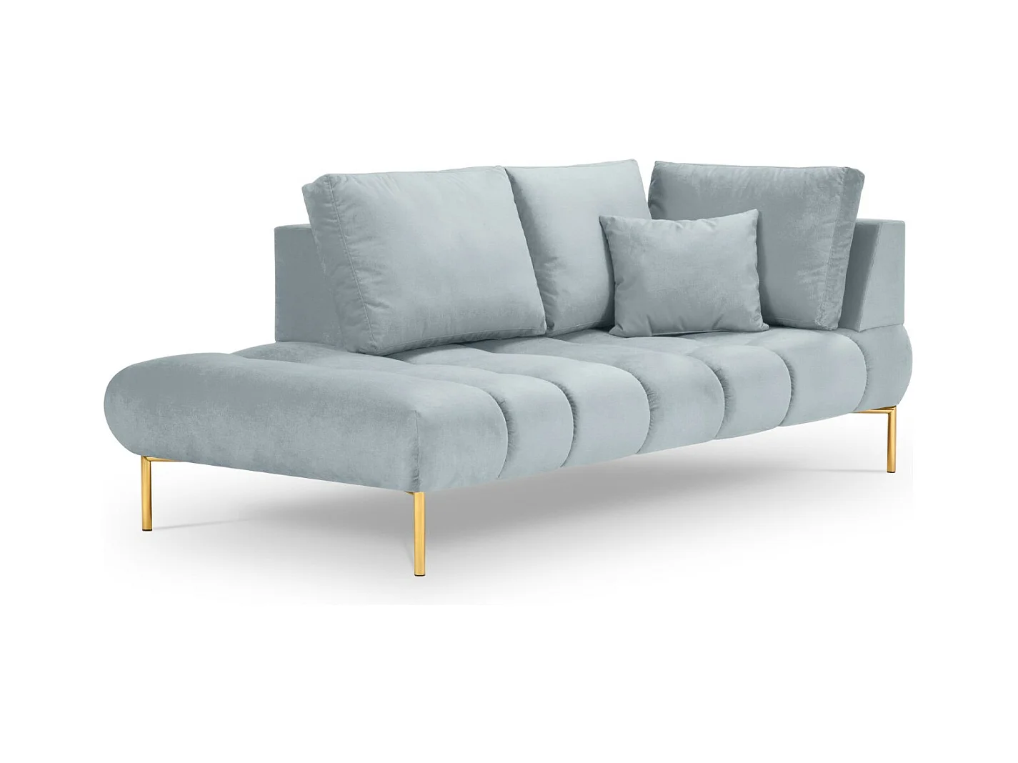 Cosmopolitan Design - Méridienne gauche "Hastings" 2 places en velours bleu clair - 216x102x75cm