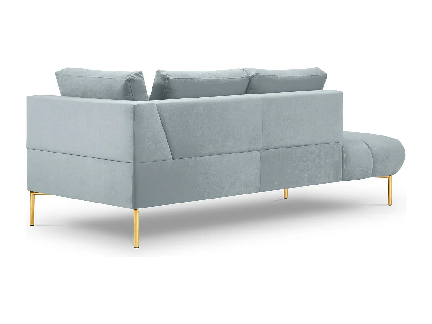 Cosmopolitan Design - Chaise longue esquerda "Hastings" 2 lugares em veludo azul claro - 216x102x75cm