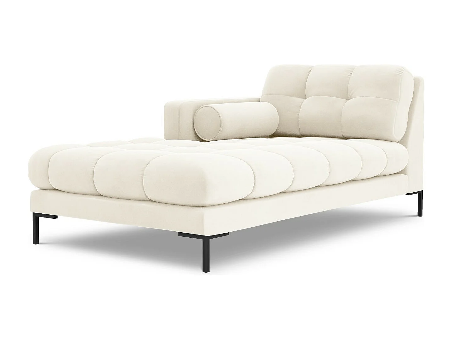 Cosmopolitan Design - Chaiselongue links "Bali" aus Samt leichtes beige - 185x102x75cm