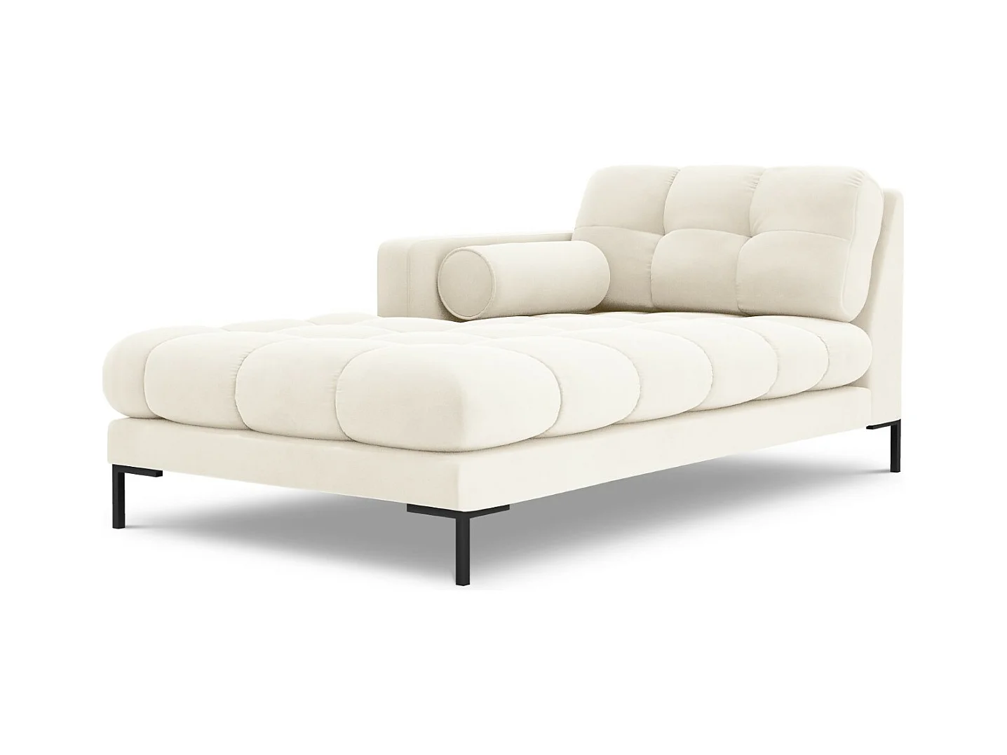 Cosmopolitan Design - Méridienne gauche "Bali" en velours beige clair - 185x102x75cm