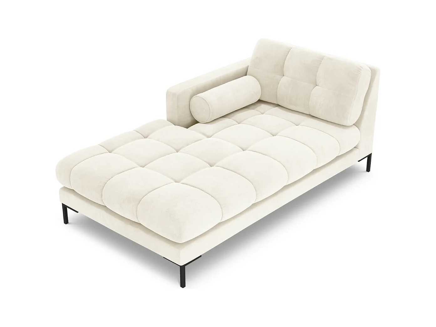 Cosmopolitan Design - Méridienne gauche "Bali" en velours beige clair - 185x102x75cm