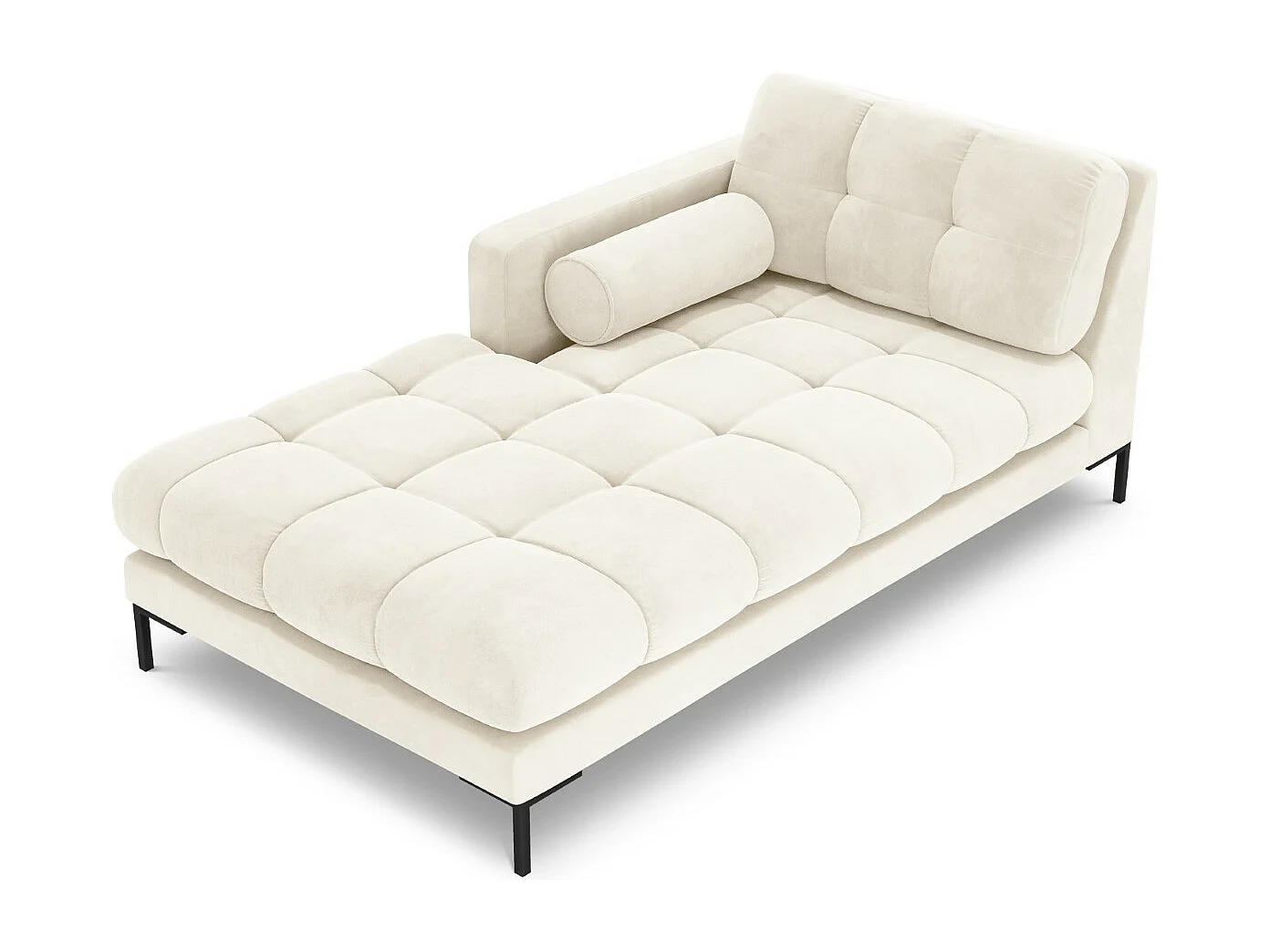 Cosmopolitan Design - Chaise longue de angulo izquierdo "Bali" de terciopelo beige claro - 185x102x75cm