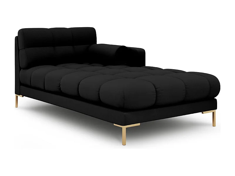 Cosmopolitan Design - Méridienne droite "Bali" en tissu structurel noir - 185x102x75cm