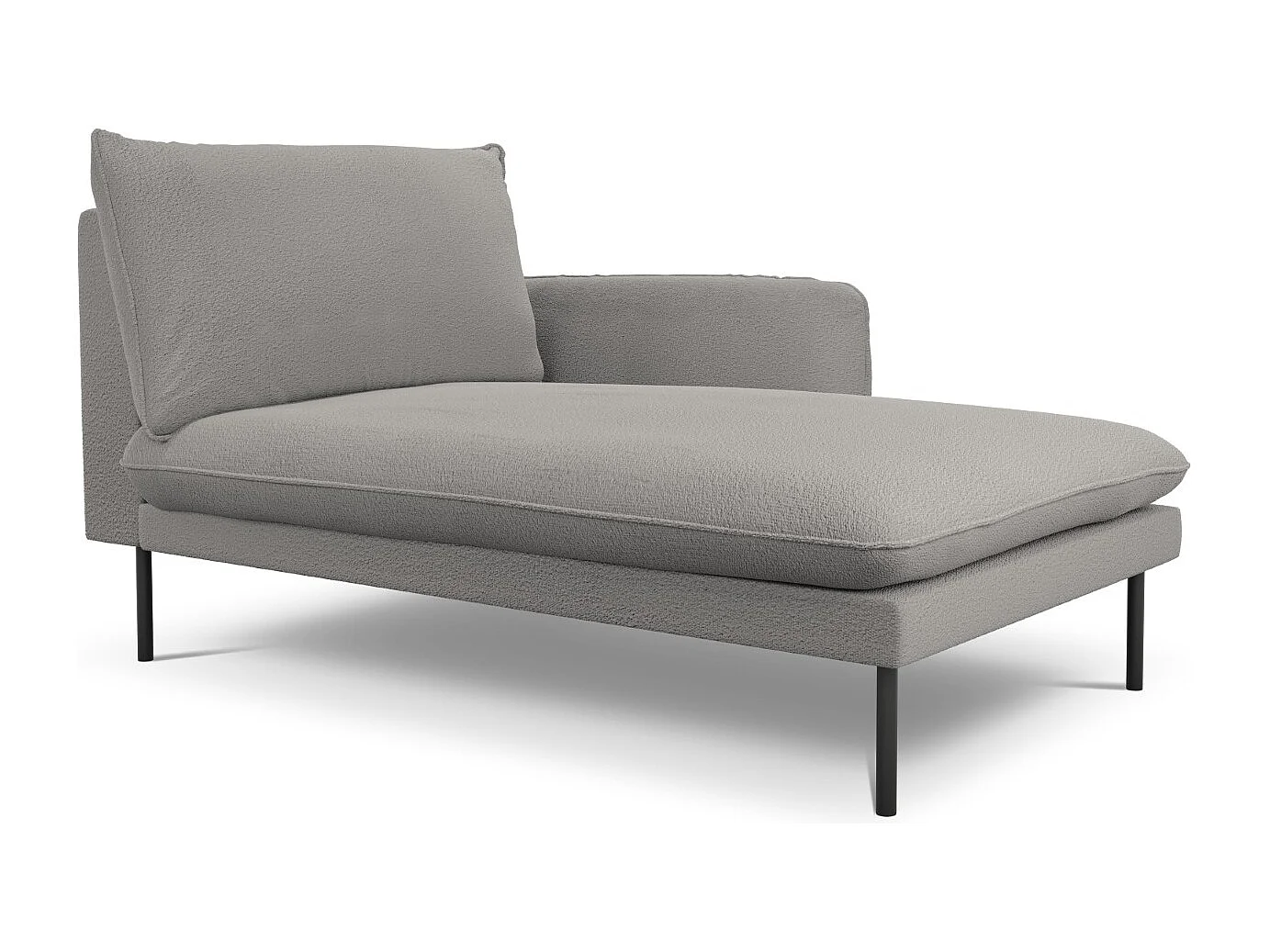 Cosmopolitan Design - Chaiselongue rechts "Vienna" aus Boucle grau - 170x110x95cm