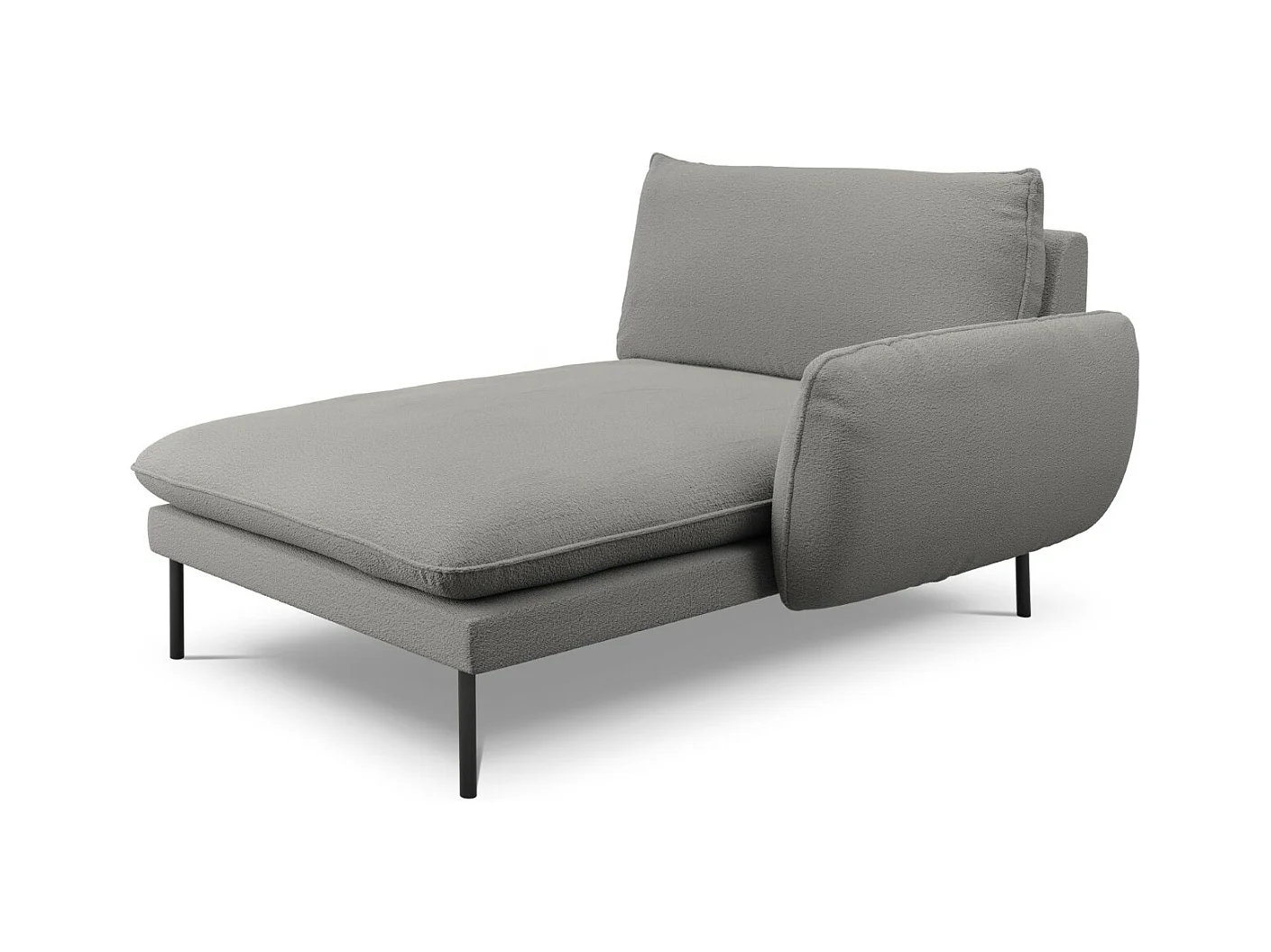 Cosmopolitan Design - Rechter chaise longue "Vienna" Boucle, Grijs - 170x110x95cm