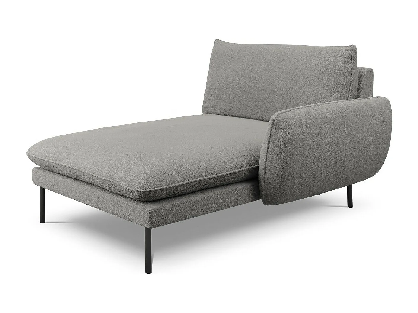 Cosmopolitan Design - Chaise longue direita "Vienna" em tecido bouclé cinza - 170x110x95cm