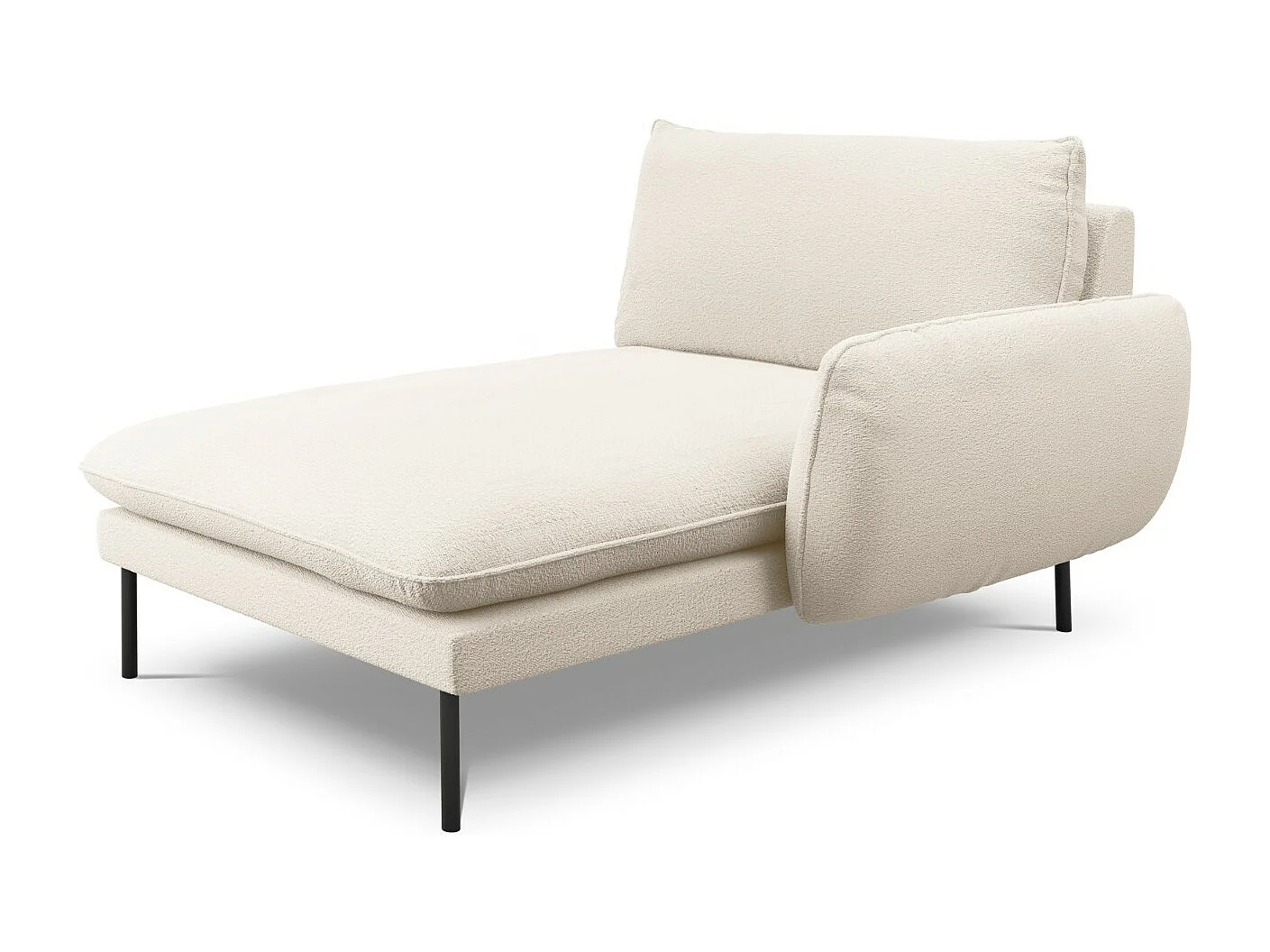 Cosmopolitan Design - Chaise longue direita "Vienna" em tecido bouclé bege - 170x110x95cm