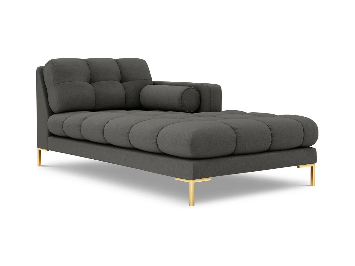 Cosmopolitan Design - Rechter chaise longue "Bali" Structurele stof, Donkergrijs - 185x102x75cm
