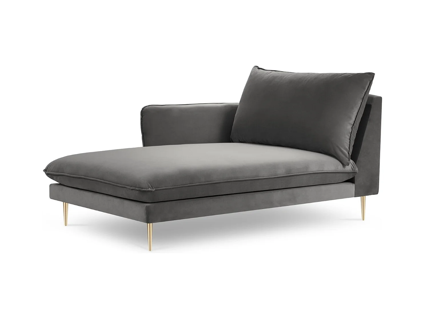 Cosmopolitan Design - Linker meridiaan "Vienna" Flueel, Grijs - 170x110x95cm