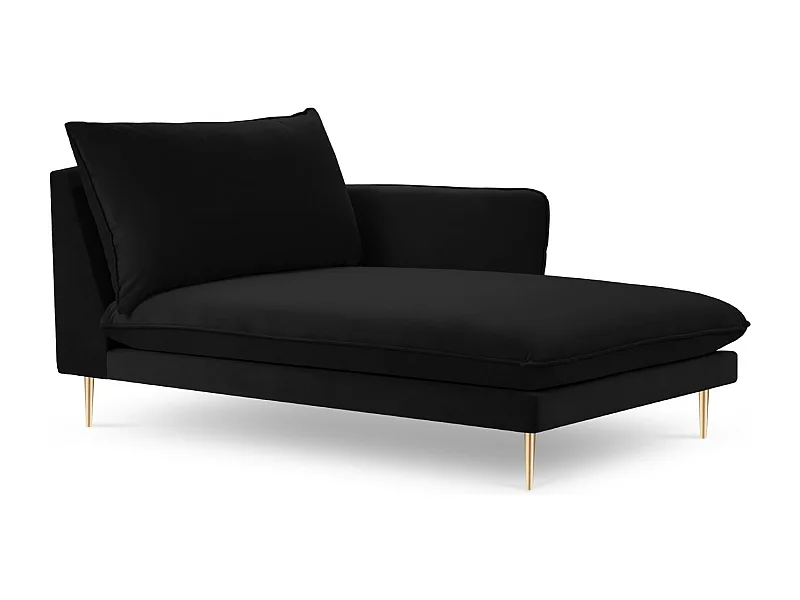 Cosmopolitan Design - Chaise longue direita "Vienna" em veludo preto - 170x110x95cm