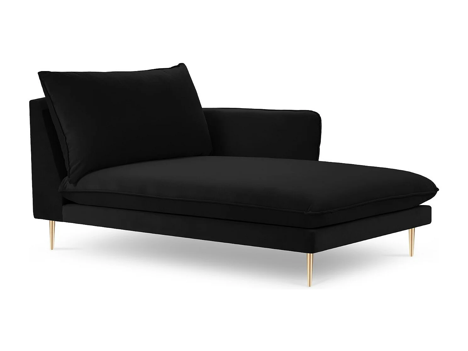Cosmopolitan Design - Rechter chaise longue "Vienna" Flueel, Zwart - 170x110x95cm