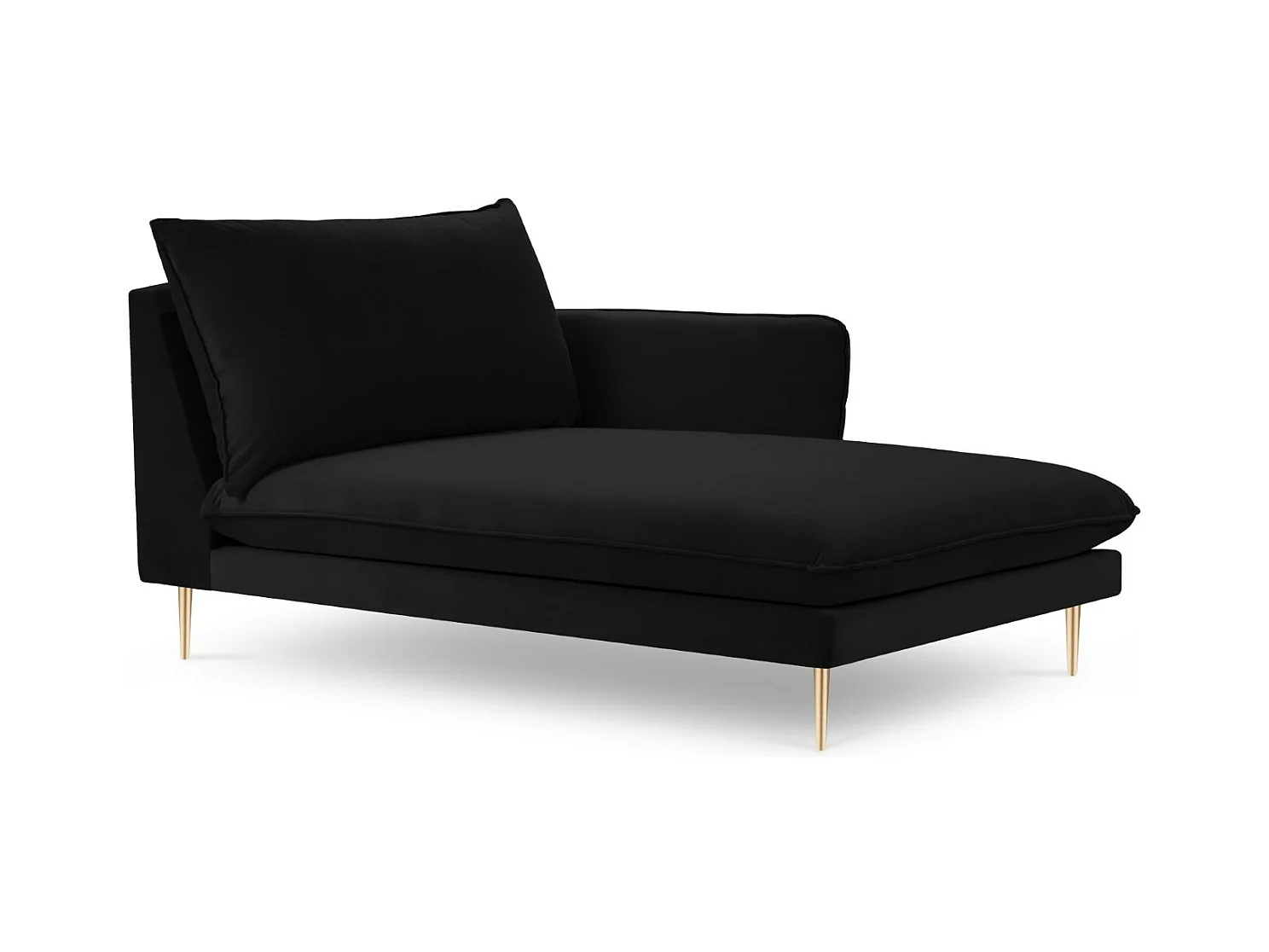 Cosmopolitan Design - Méridienne droite "Vienna" en velours noir - 170x110x95cm