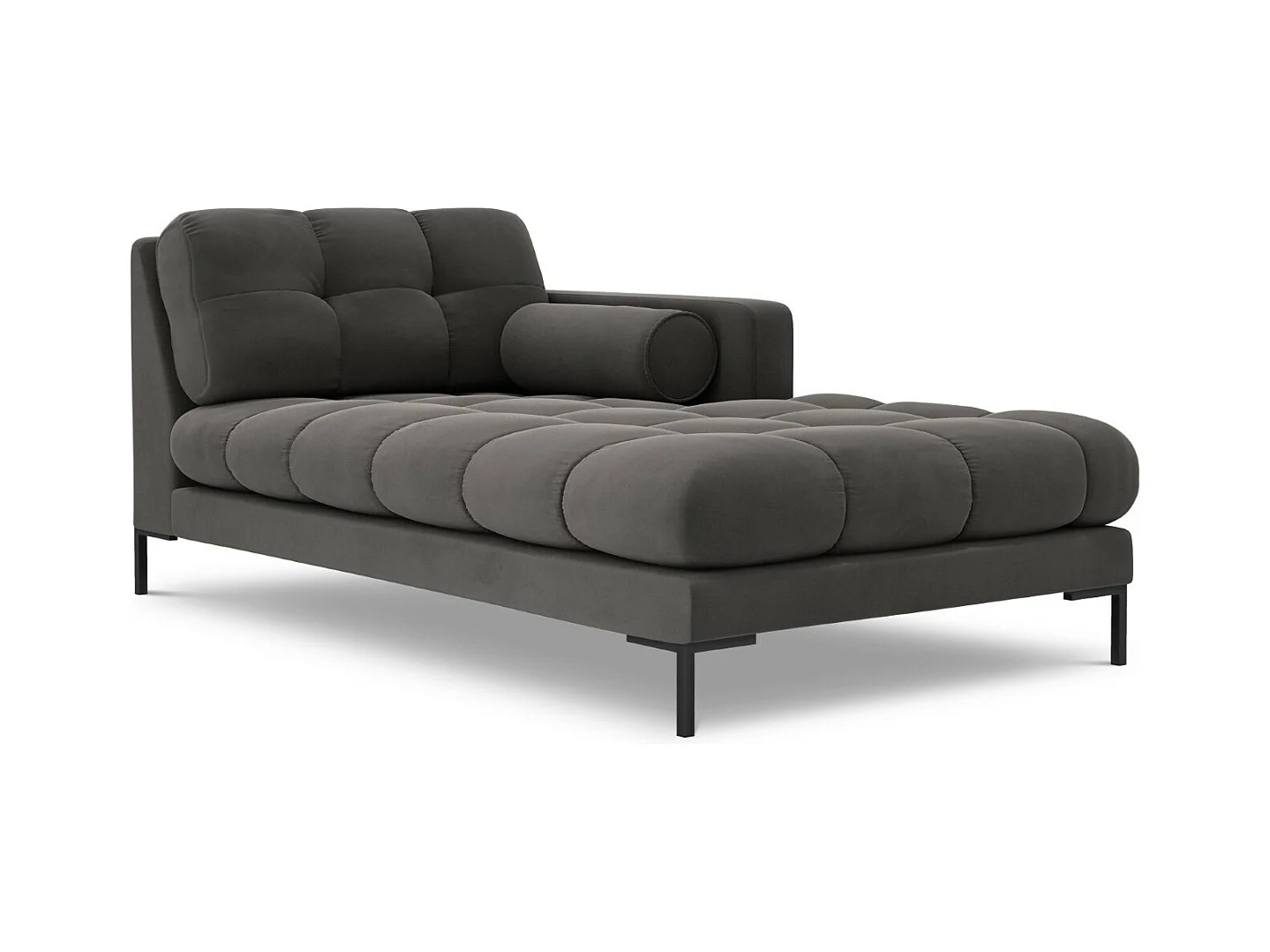 Cosmopolitan Design - Méridienne droite "Bali" en velours gris foncé - 185x102x75cm