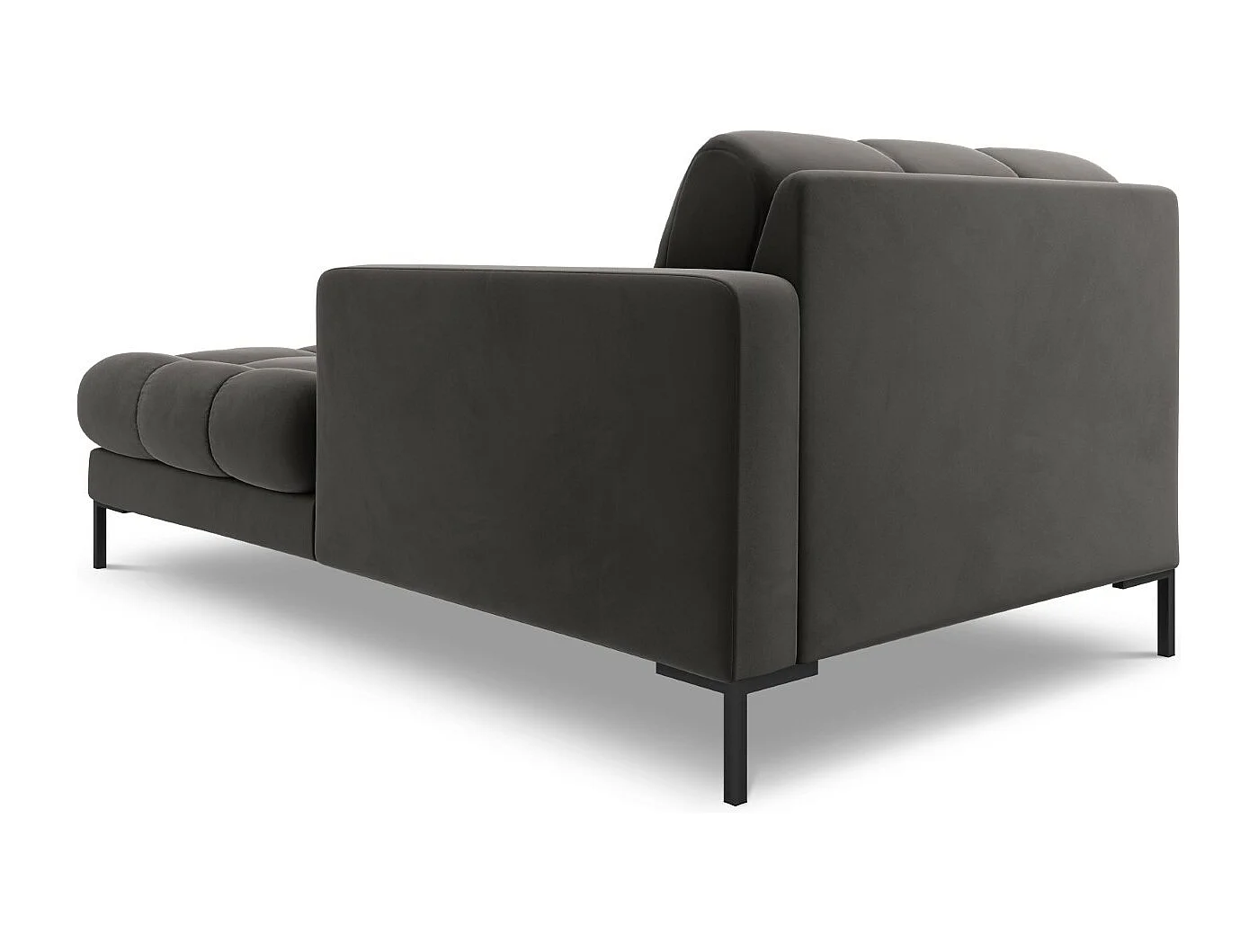 Cosmopolitan Design - Chaise longue direita "Bali" em veludo cinza escuro - 185x102x75cm