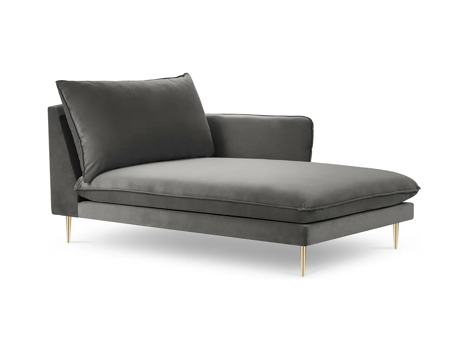 Cosmopolitan Design - Rechter chaise longue "Vienna" Flueel, Grijs - 170x110x95cm
