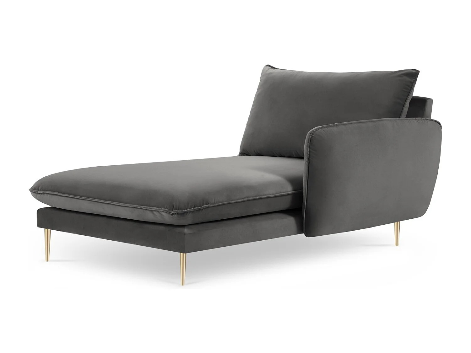 Cosmopolitan Design - Méridienne droite "Vienna" en velours gris - 170x110x95cm