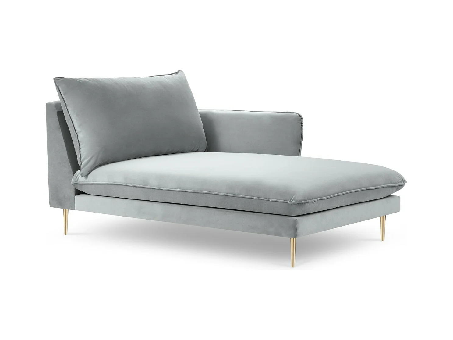 Cosmopolitan Design - Rechter chaise longue "Vienna" Flueel, Lichtgrijs - 170x110x95cm
