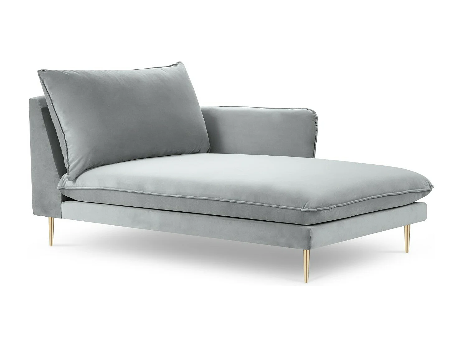 Cosmopolitan Design - Méridienne droite "Vienna" en velours gris clair - 170x110x95cm