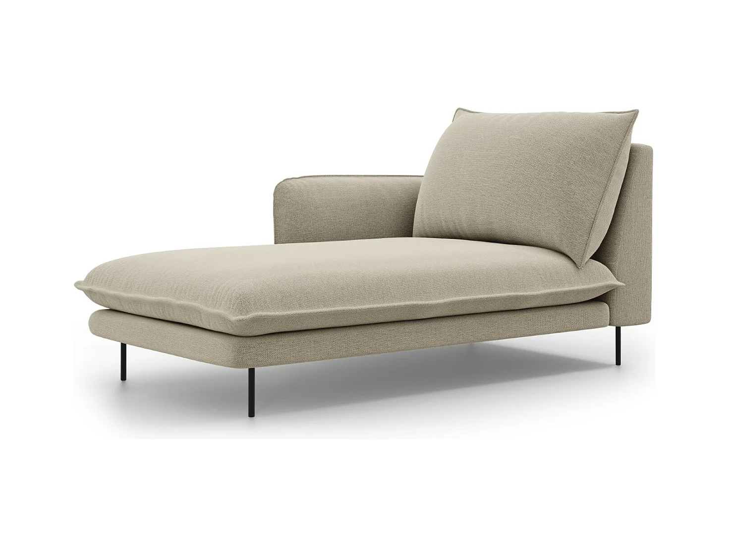 Cosmopolitan Design - Méridienne gauche "Vienna" en tissu structurel beige - 170x110x95cm