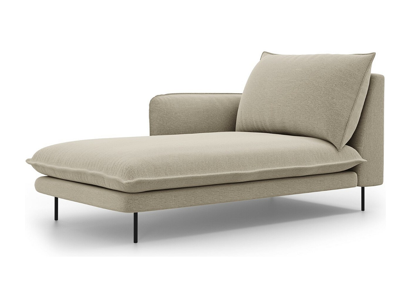 Méridienne gauche "Vienna" en tissu structurel beige - 170x110x95cm