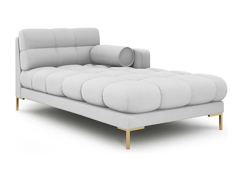 Cosmopolitan Design - Chaise longue direita "Bali" em tecido estrutural cinza claro - 185x102x75cm