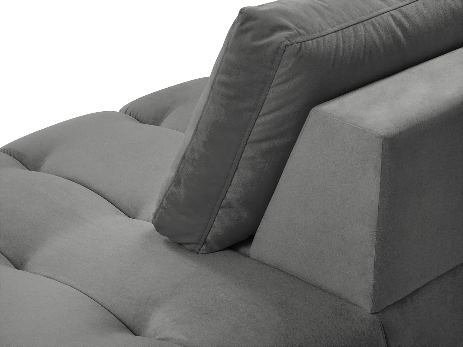 Cosmopolitan Design - Chaise longue destra "Hastings" 2 posti in velluto grigio - 216x102x75cm