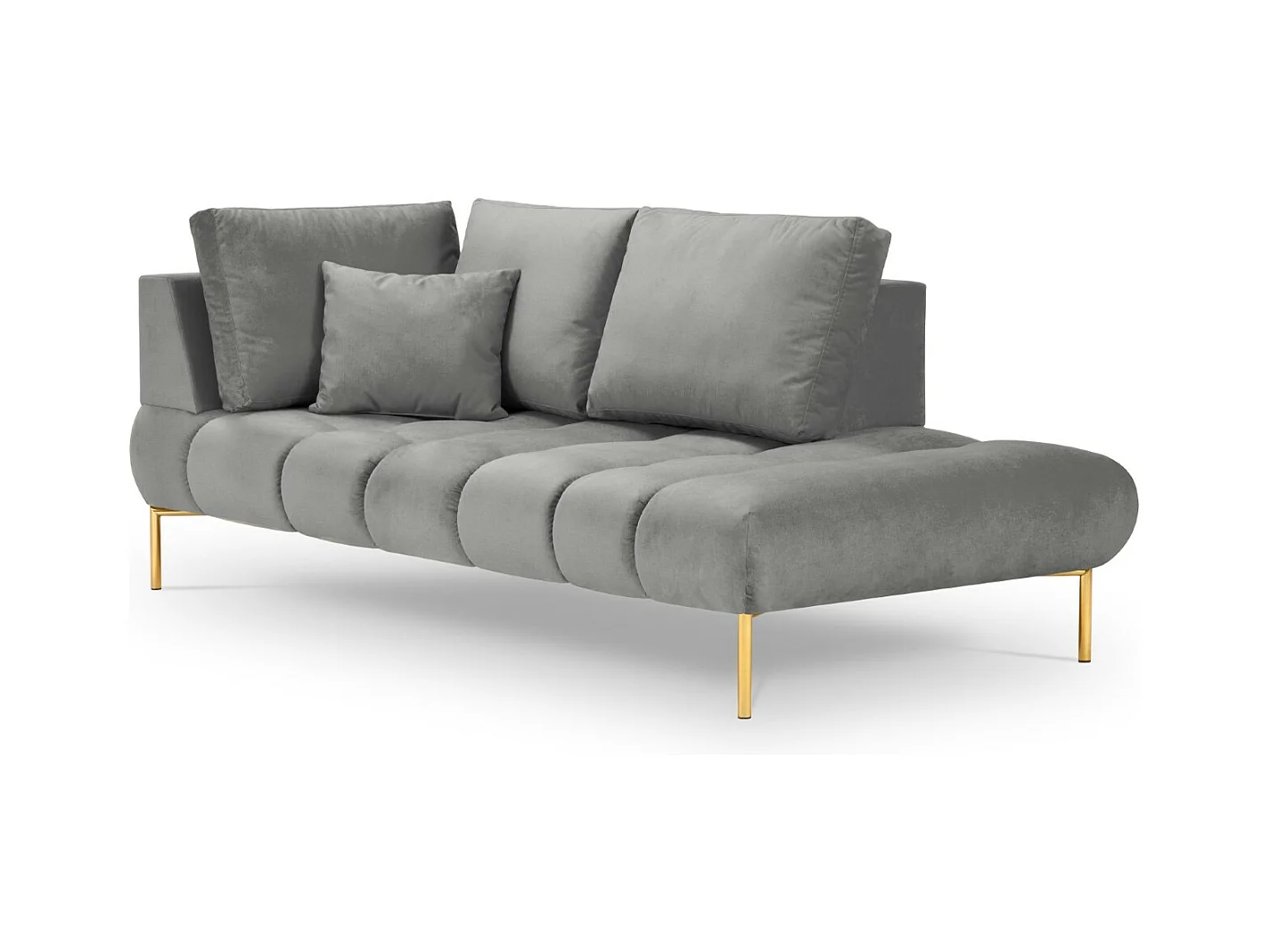 Cosmopolitan Design - Méridienne droite "Hastings" 2 places en velours gris - 216x102x75cm