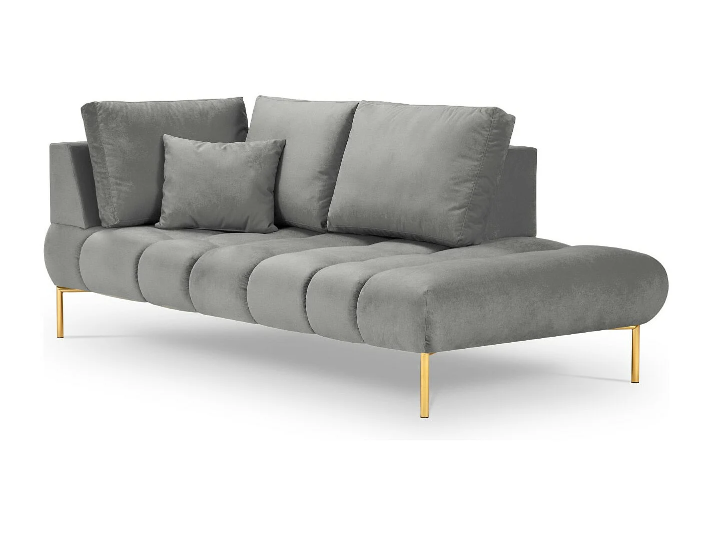 Cosmopolitan Design - Chaise longue direita "Hastings" 2 lugares em veludo cinza - 216x102x75cm