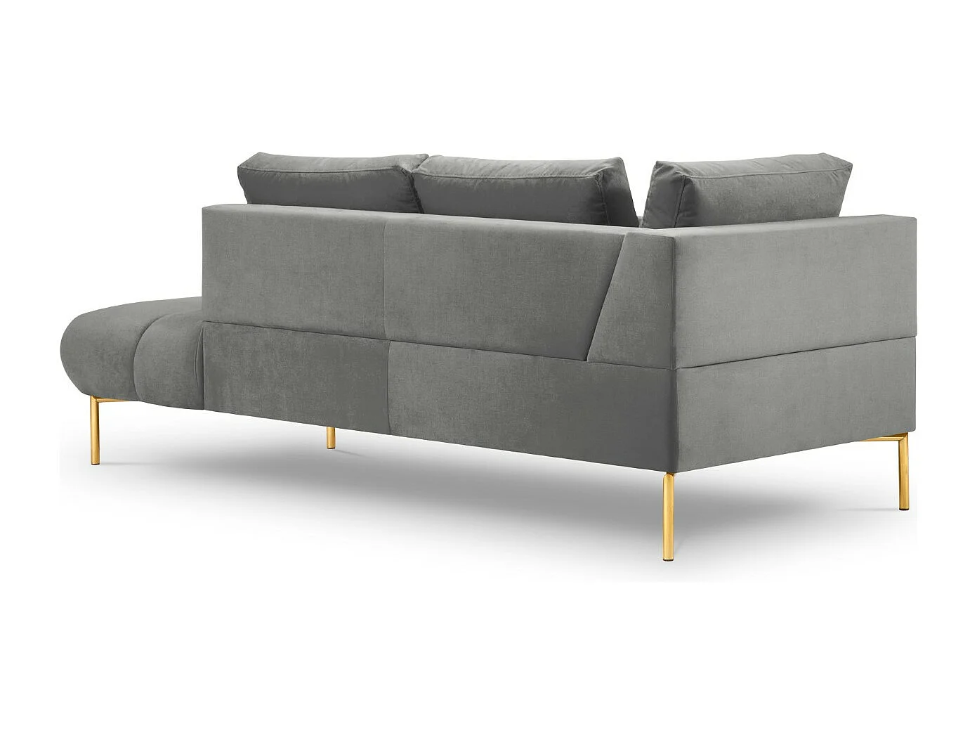 Cosmopolitan Design - Chaise longue direita "Hastings" 2 lugares em veludo cinza - 216x102x75cm