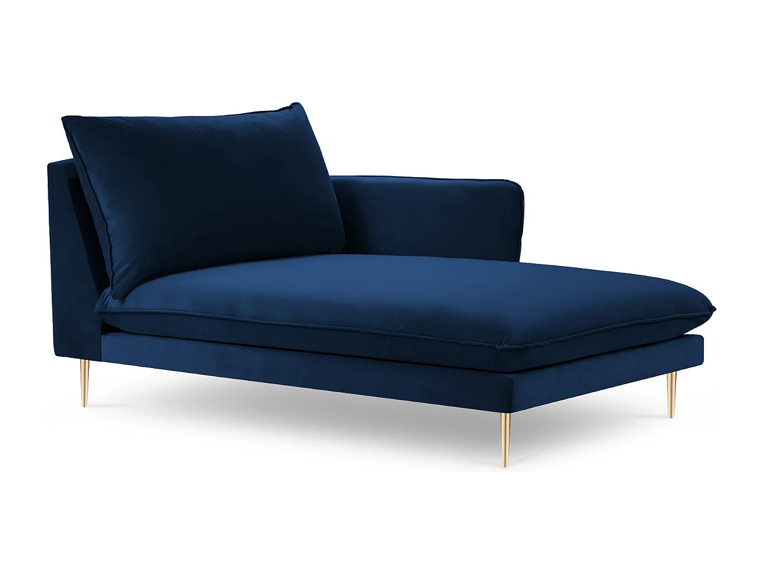 Cosmopolitan Design - Chaise longue direita "Vienna" em veludo azul real - 170x110x95cm