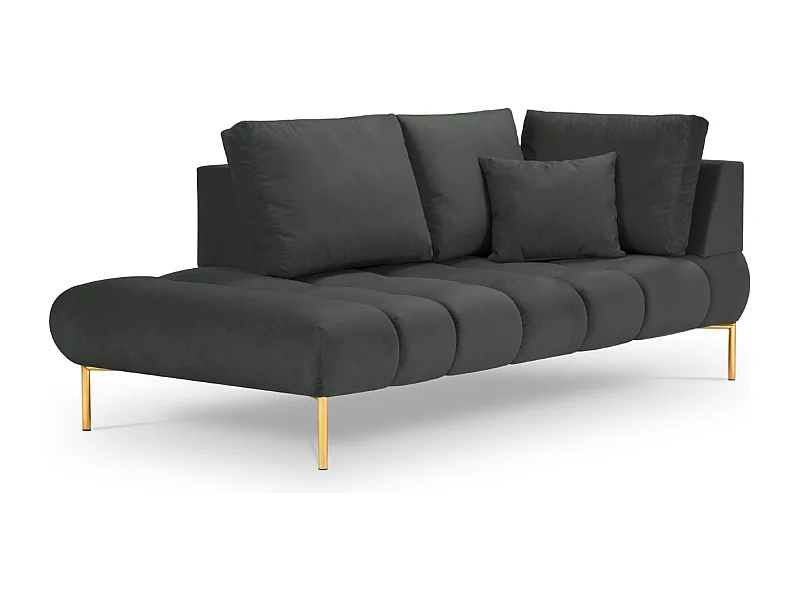 Cosmopolitan Design - Chaise longue esquerda "Hastings" 2 lugares em veludo cinza escuro - 216x102x75cm