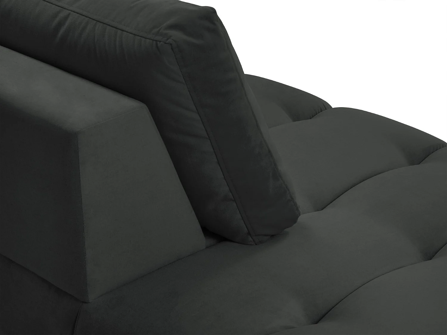 Cosmopolitan Design - Méridienne gauche "Hastings" 2 places en velours gris foncé - 216x102x75cm