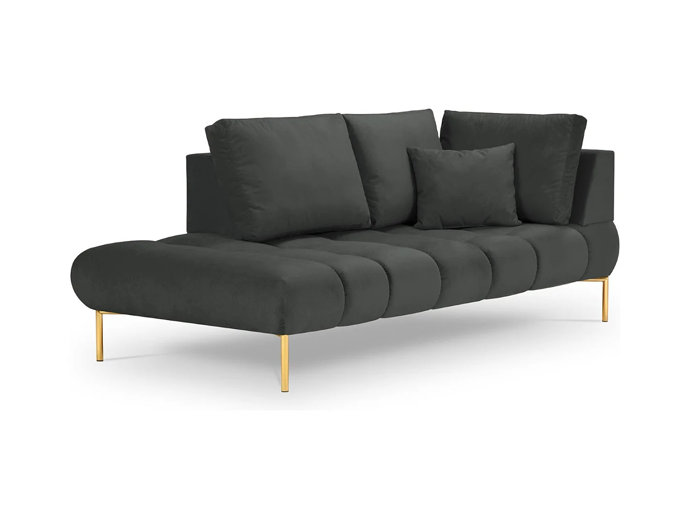 Cosmopolitan Design - Méridienne gauche "Hastings" 2 places en velours gris foncé - 216x102x75cm