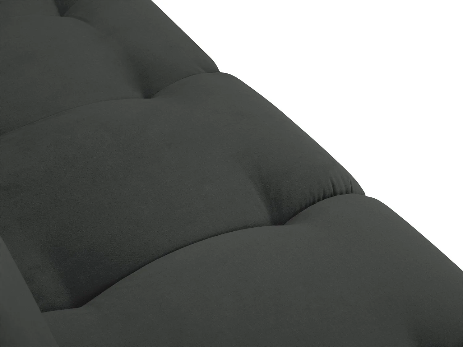 Cosmopolitan Design - Méridienne gauche "Hastings" 2 places en velours gris foncé - 216x102x75cm