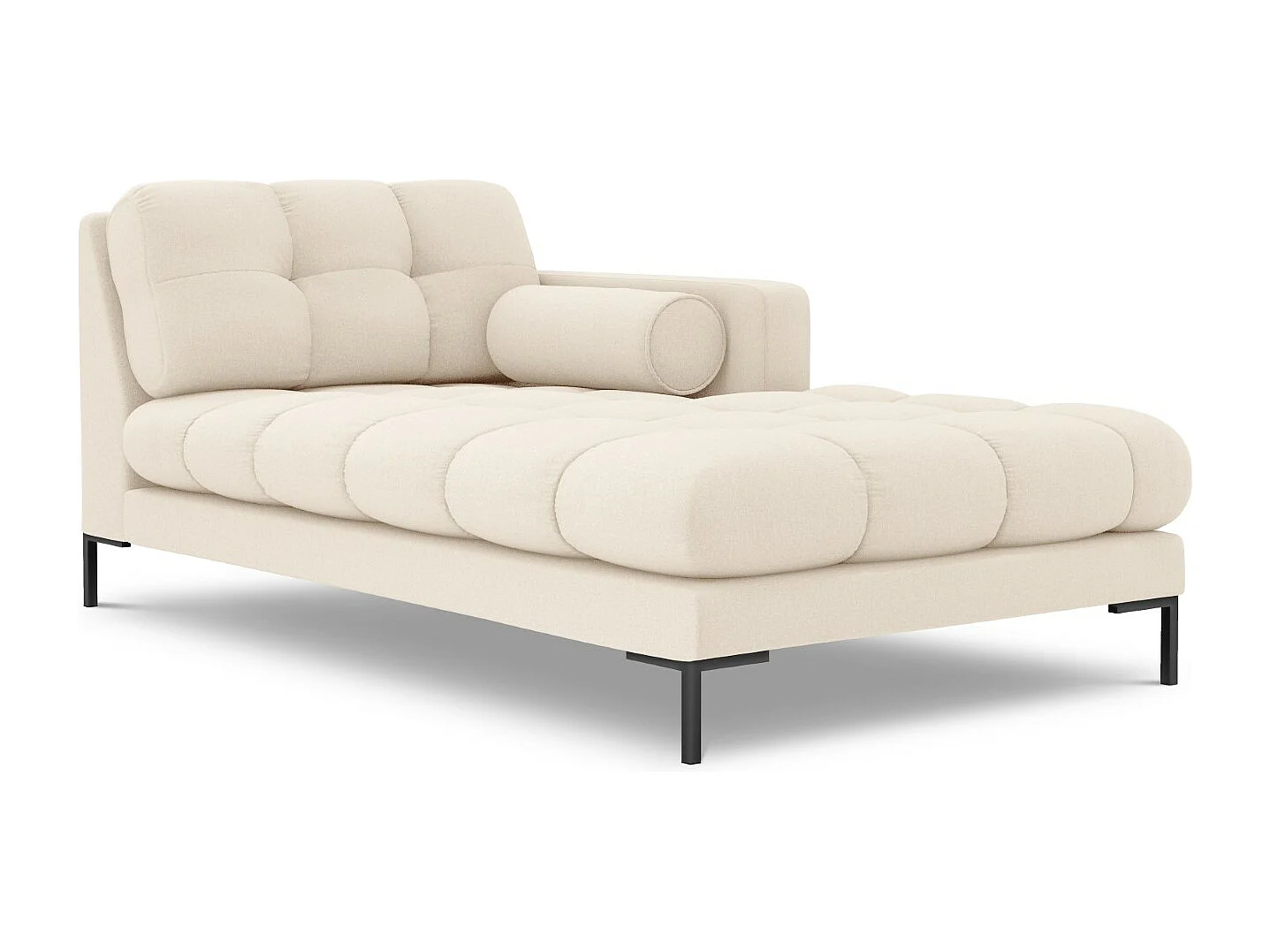 Cosmopolitan Design - Méridienne droite "Bali" en tissu structurel beige clair - 185x102x75cm